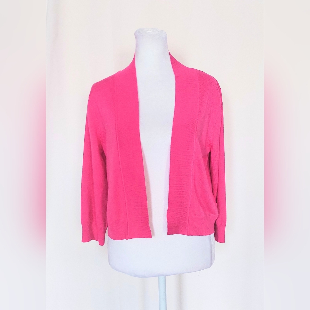 Ronni Nicole 3/4 Length Sleeve Open Cardigan Shrug Fuchsia Pink Size Medium